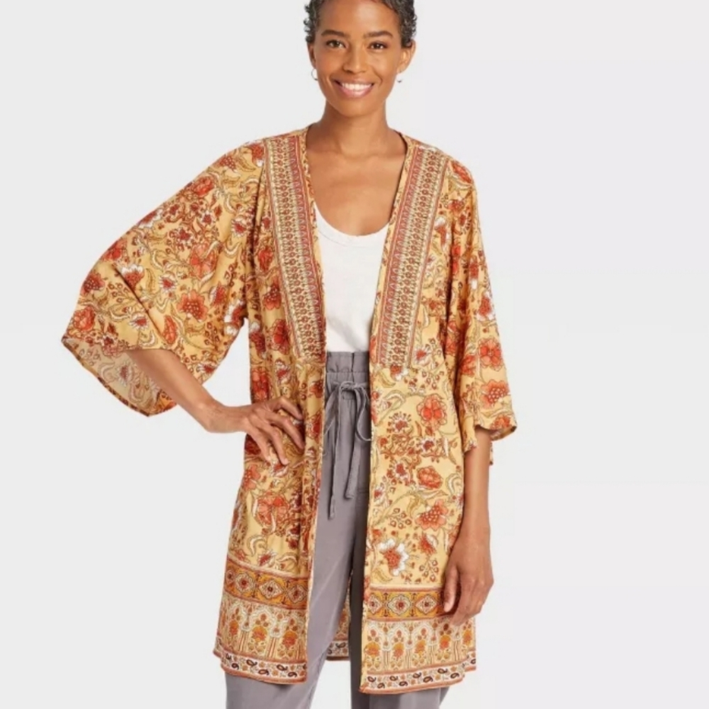 Knox Rose Yellow Floral Kimono